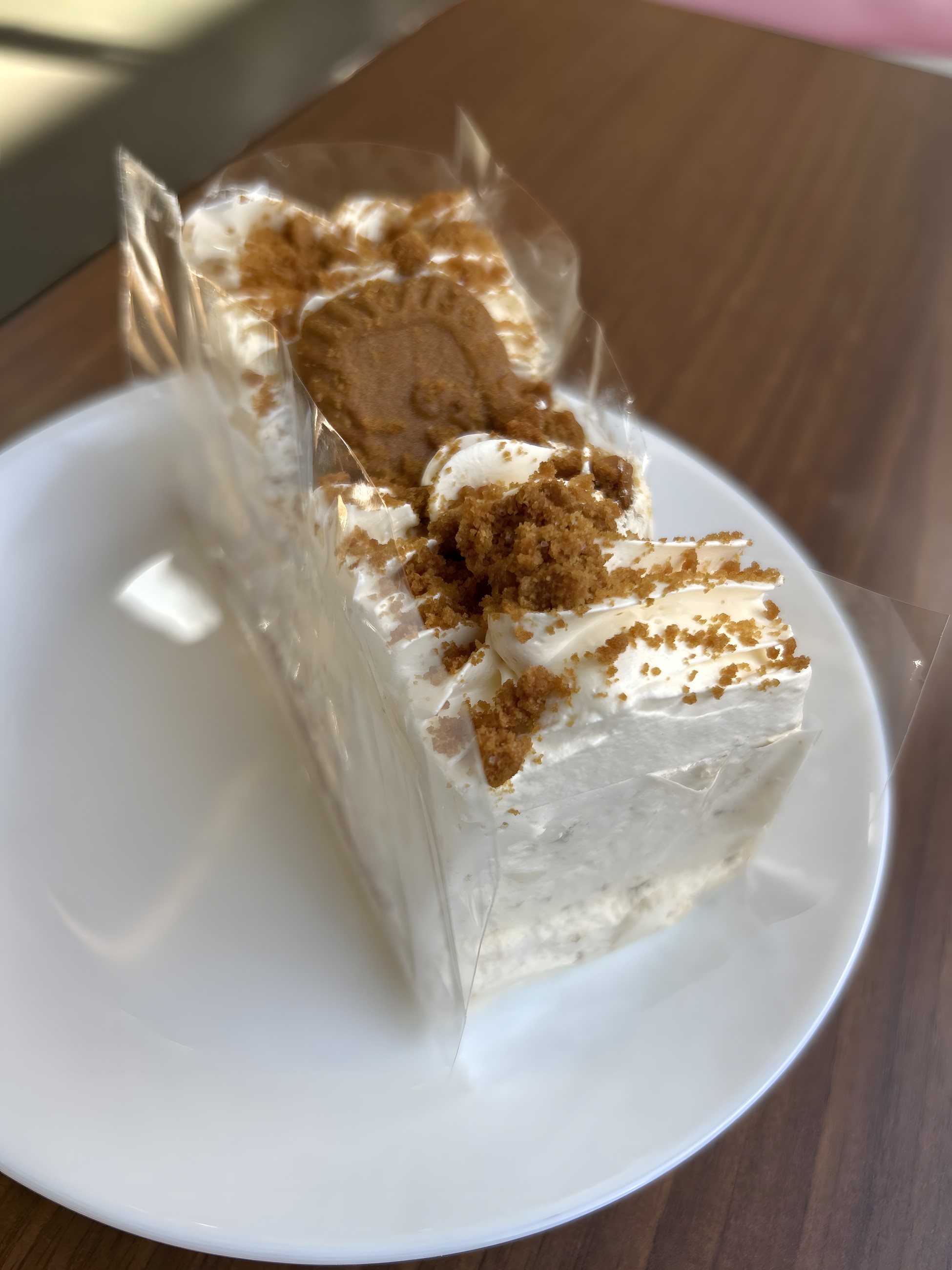 A slice of cream cake from Premier Bakes